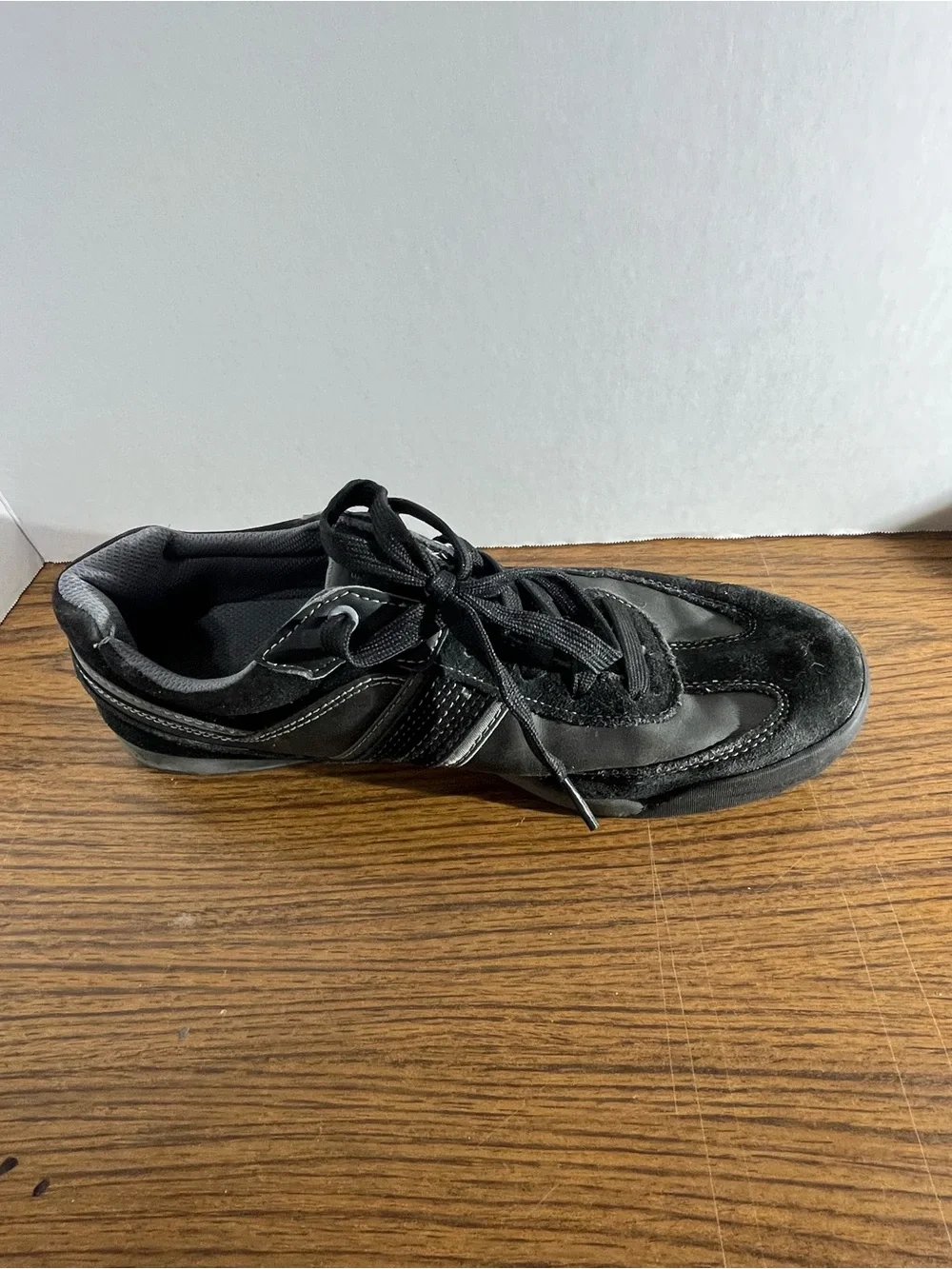 Perry Ellis America JASON Shoes Size 9.5  Black /Gray Mesh Suede   AF14F519A-1